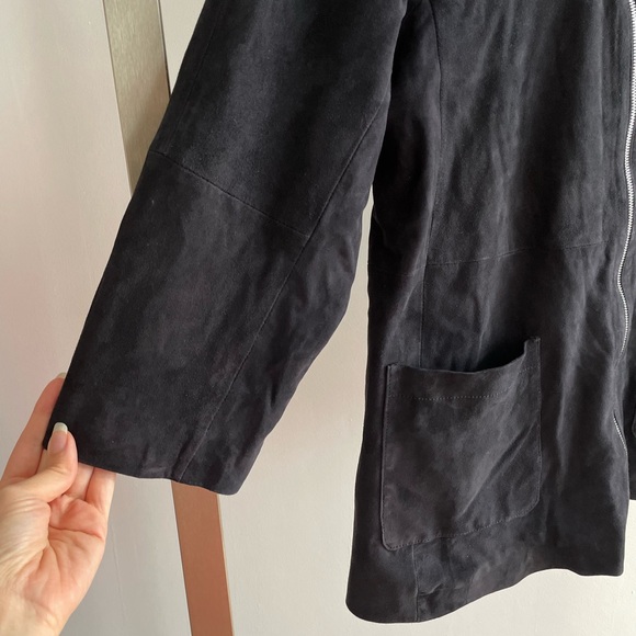 Georges Rech Black Suede Goatskin Hooded Zip-Up Jacket - Picture 3 of 7